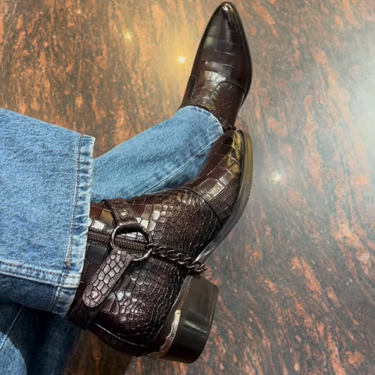 Men's Buckle Point Toe Boots