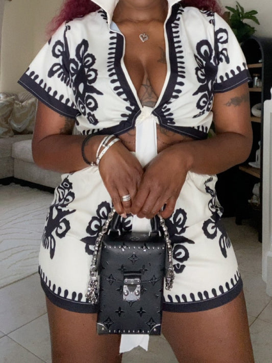Fashion Placement Print Two Pieces Set