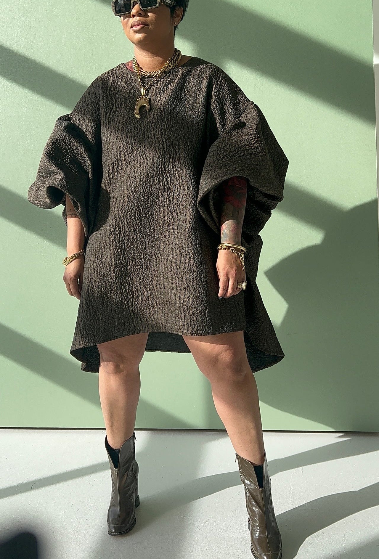 Fashionable Round Neck Oversized Loose Puff Sleeve Top