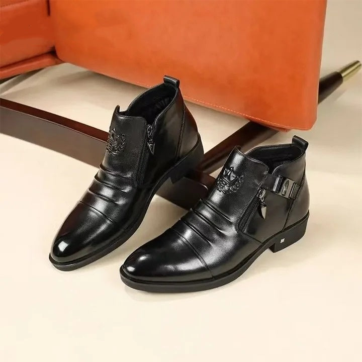 Men's Calf-Skin Pointed-Toe Dress Boots