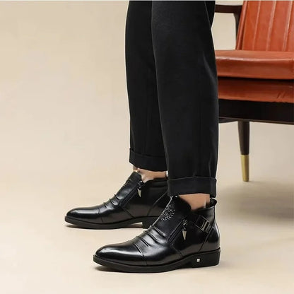 Men's Calf-Skin Pointed-Toe Dress Boots