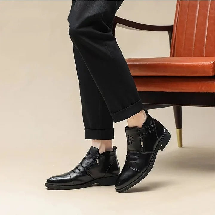 Men's Calf-Skin Pointed-Toe Dress Boots