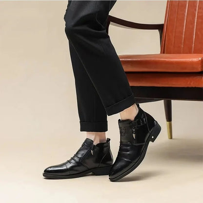 Men's Calf-Skin Pointed-Toe Dress Boots