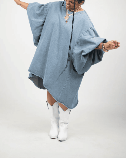 Fashionable Round Neck Oversized Loose Puff Sleeve Top
