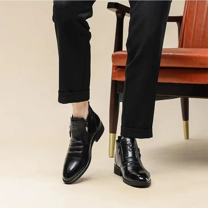 Men's Calf-Skin Pointed-Toe Dress Boots