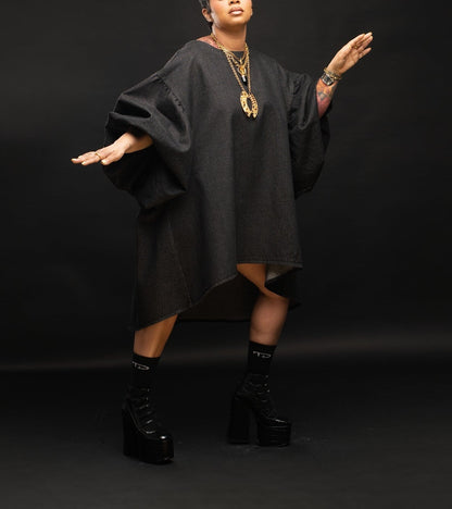 Fashionable Round Neck Oversized Loose Puff Sleeve Top