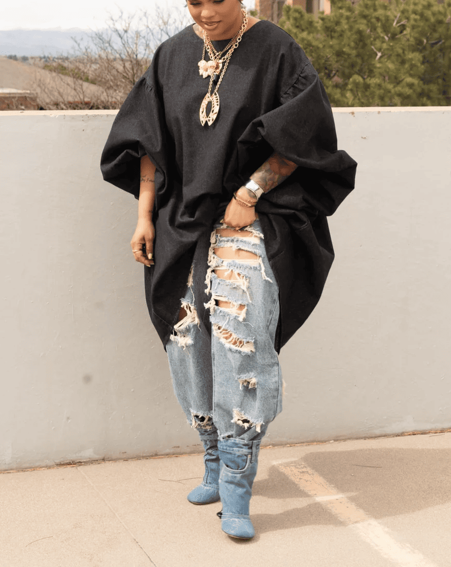 Fashionable Round Neck Oversized Loose Puff Sleeve Top
