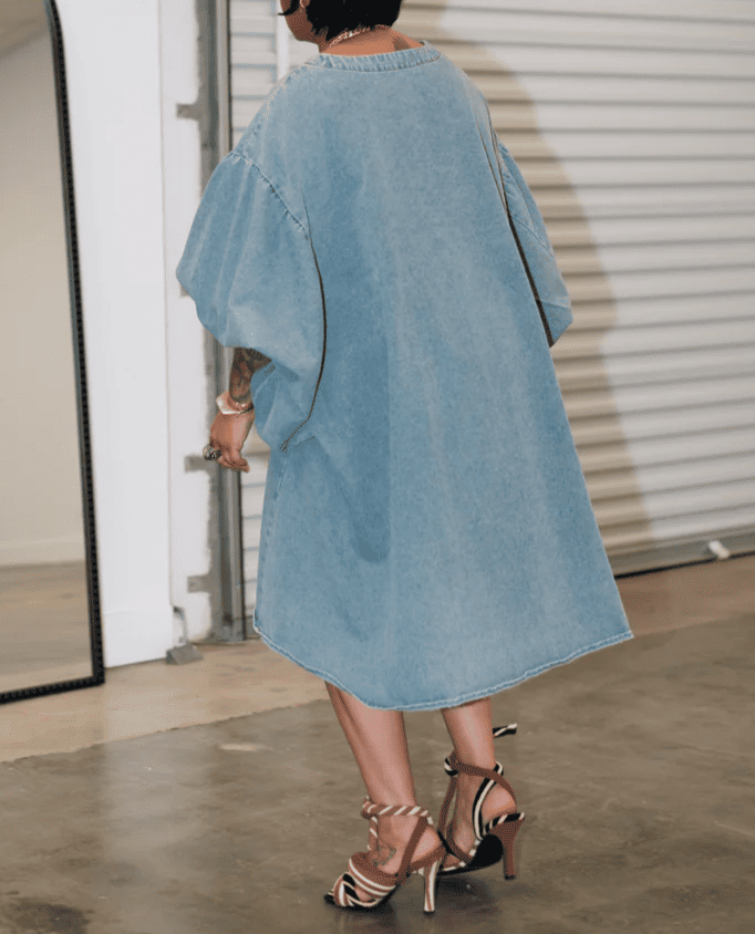 Fashionable Round Neck Oversized Loose Puff Sleeve Top