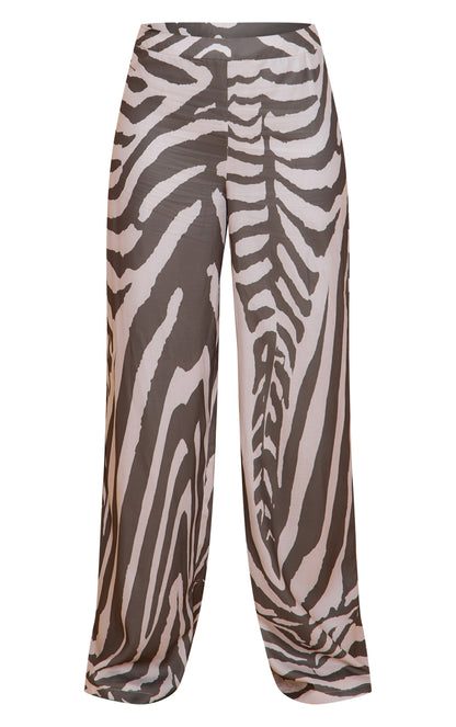 Brown Zebra Print Floaty Bandeau Top & Pant
