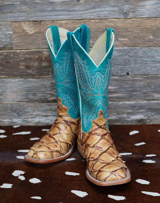 WOMEN'S TOP HAND BOOTS IN BIG BASS & TURQUOISE