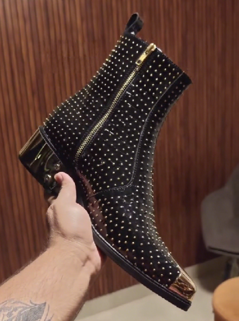 Men's Italian Leather Ankle Boots With Metallic Point