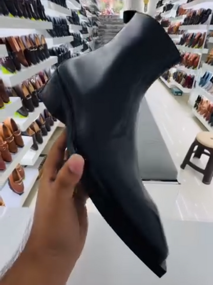 Men's Square Toe Zippered Ankle Boots