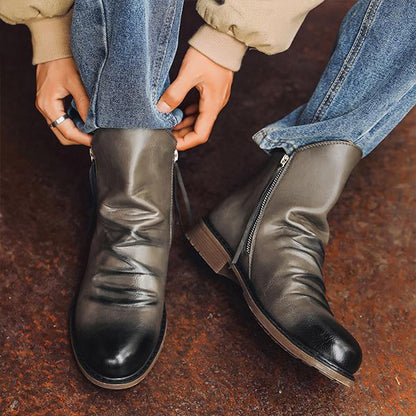 Men's Casual Chelsea Boots With Double Side Zip