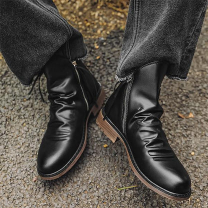 Men's Casual Chelsea Boots With Double Side Zip