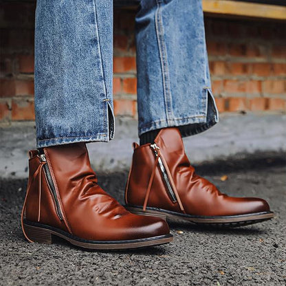 Men's Casual Chelsea Boots With Double Side Zip