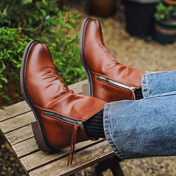 Men's Casual Chelsea Boots With Double Side Zip