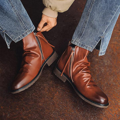 Men's Casual Chelsea Boots With Double Side Zip