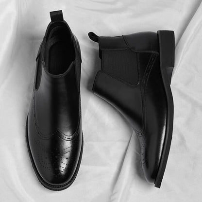 Men's Retro Plush Lined Brogue Chelsea Boots
