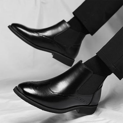 Men's Retro Plush Lined Brogue Chelsea Boots