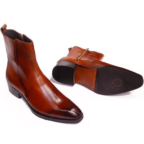 Men's Brown Leather Zip-Up Boots