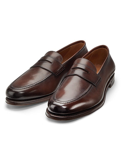 Men's Handmade Dark Brown Loafers Shoes