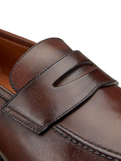 Men's Handmade Dark Brown Loafers Shoes