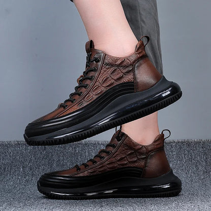 Men's Thick-soled British Style Crocodile Pattern Casual Shoes