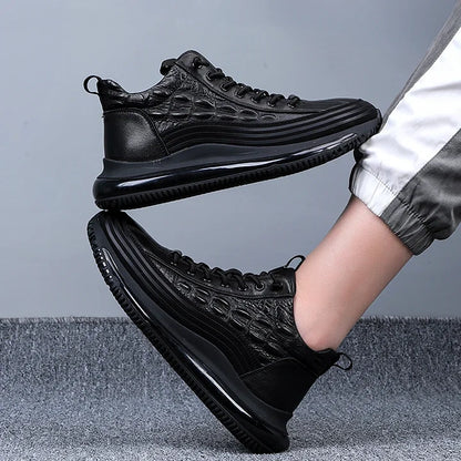 Men's Thick-soled British Style Crocodile Pattern Casual Shoes