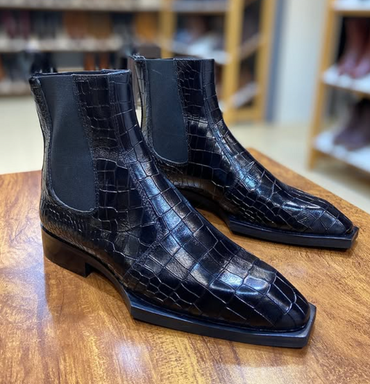 Men's Italian Chelsea Crocodile Boots