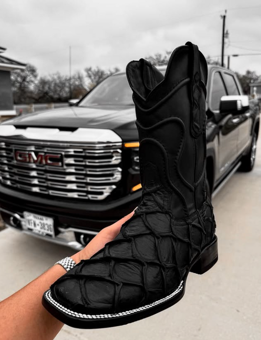 Men's Black Square Toe Boots