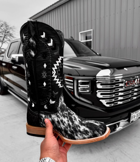 Men's Square Toe High Embroidered Boots