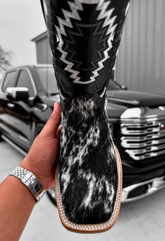 Men's Square Toe High Embroidered Boots