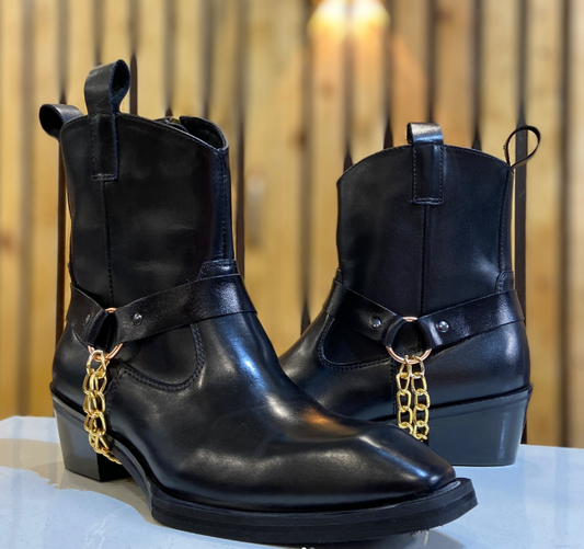 Men's Chain Leather Ankle Boots