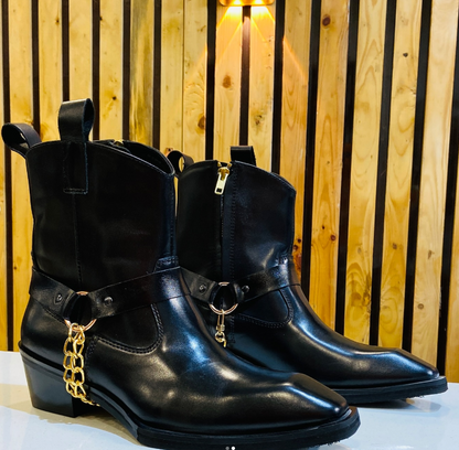 Men's Chain Leather Ankle Boots