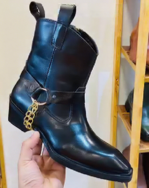 Men's Chain Leather Ankle Boots
