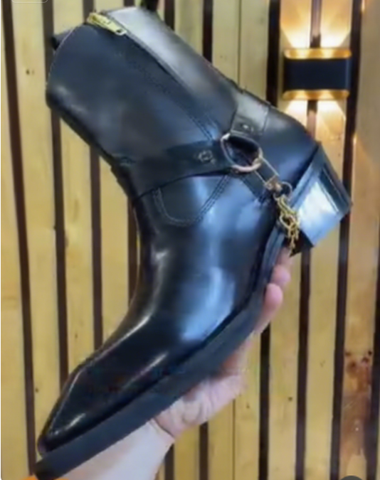Men's Chain Leather Ankle Boots