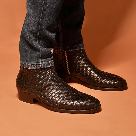 Men's Weaved Leather Boots