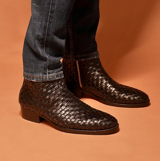 Men's Weaved Leather Boots