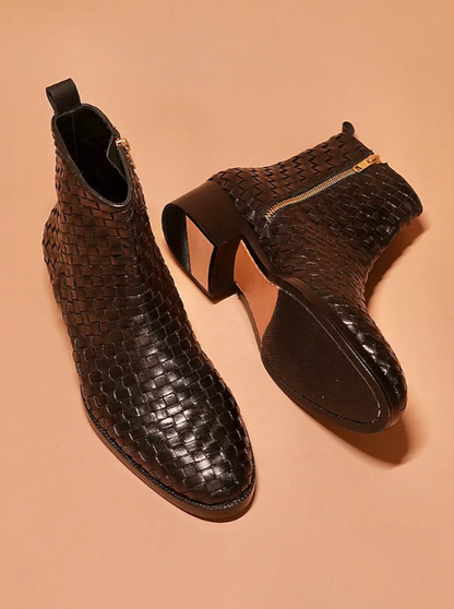 Men's Weaved Leather Boots