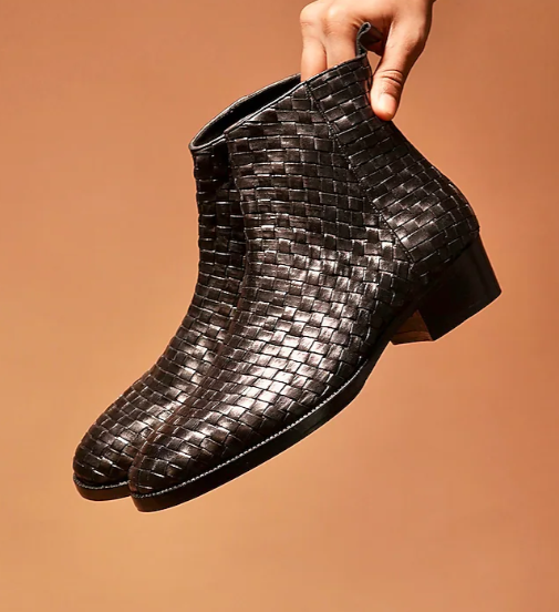 Men's Weaved Leather Boots