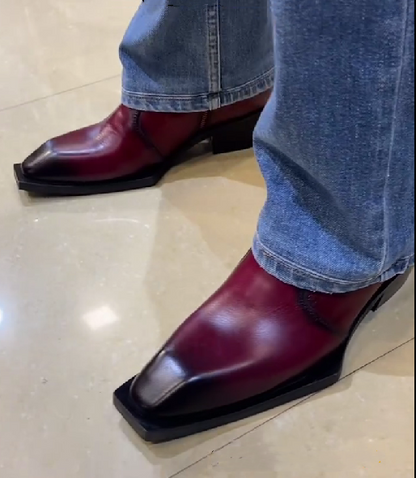 Men's Pointed Toe Chelsea Leather Ankle Boots
