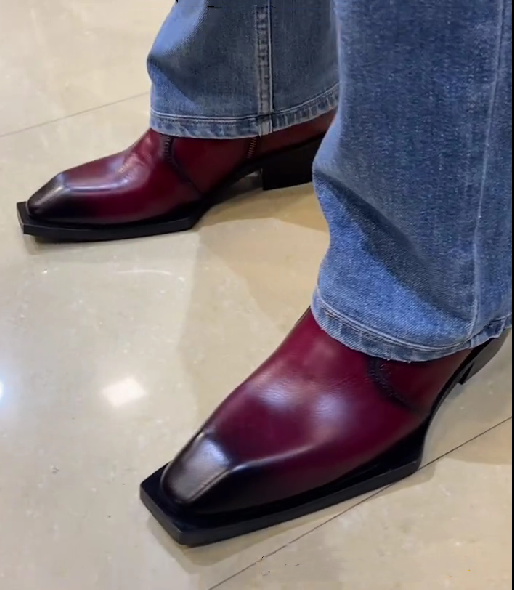 Men's Pointed Toe Chelsea Leather Ankle Boots