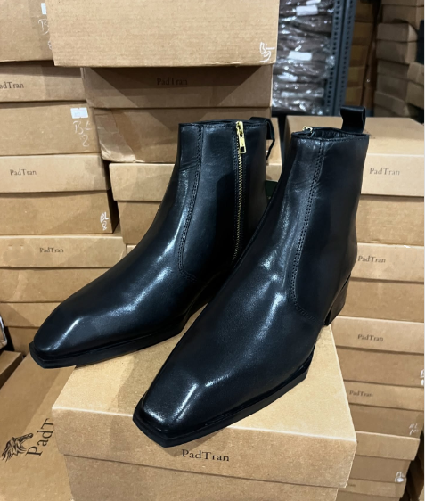Men's Square Toe Zippered Ankle Boots