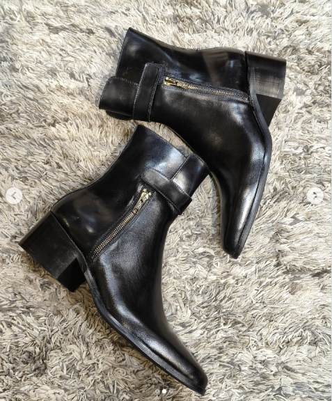 Men's British Style Side Zipper High-top Leather Shoes