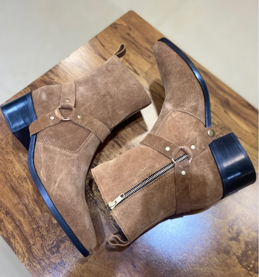 Men's Chelsea Boots Pointed Toe Nubuck Cowboy Boots