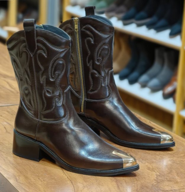 Men's Metal Toe Embroidered Boots