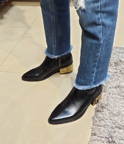 Men's Metal Heel Pointed Toe Ankle Boots