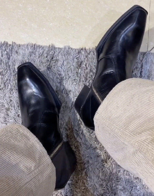 Men's Italian Handmade Black Leather Chelsea Ankle Boots