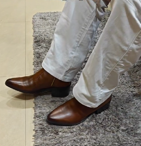 Men's Brown Side Zipper Handmade Ankle Boots