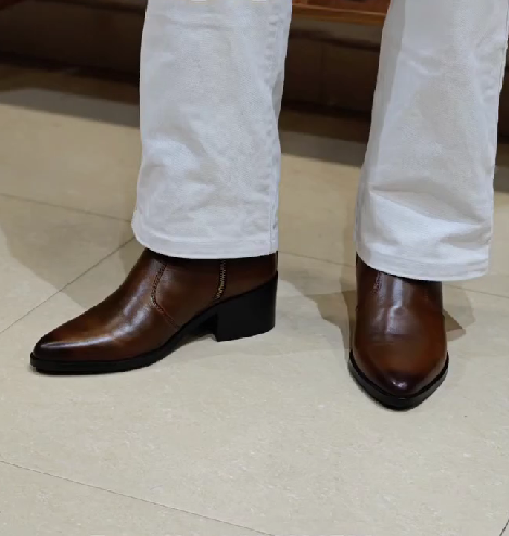 Men's Brown Side Zipper Handmade Ankle Boots